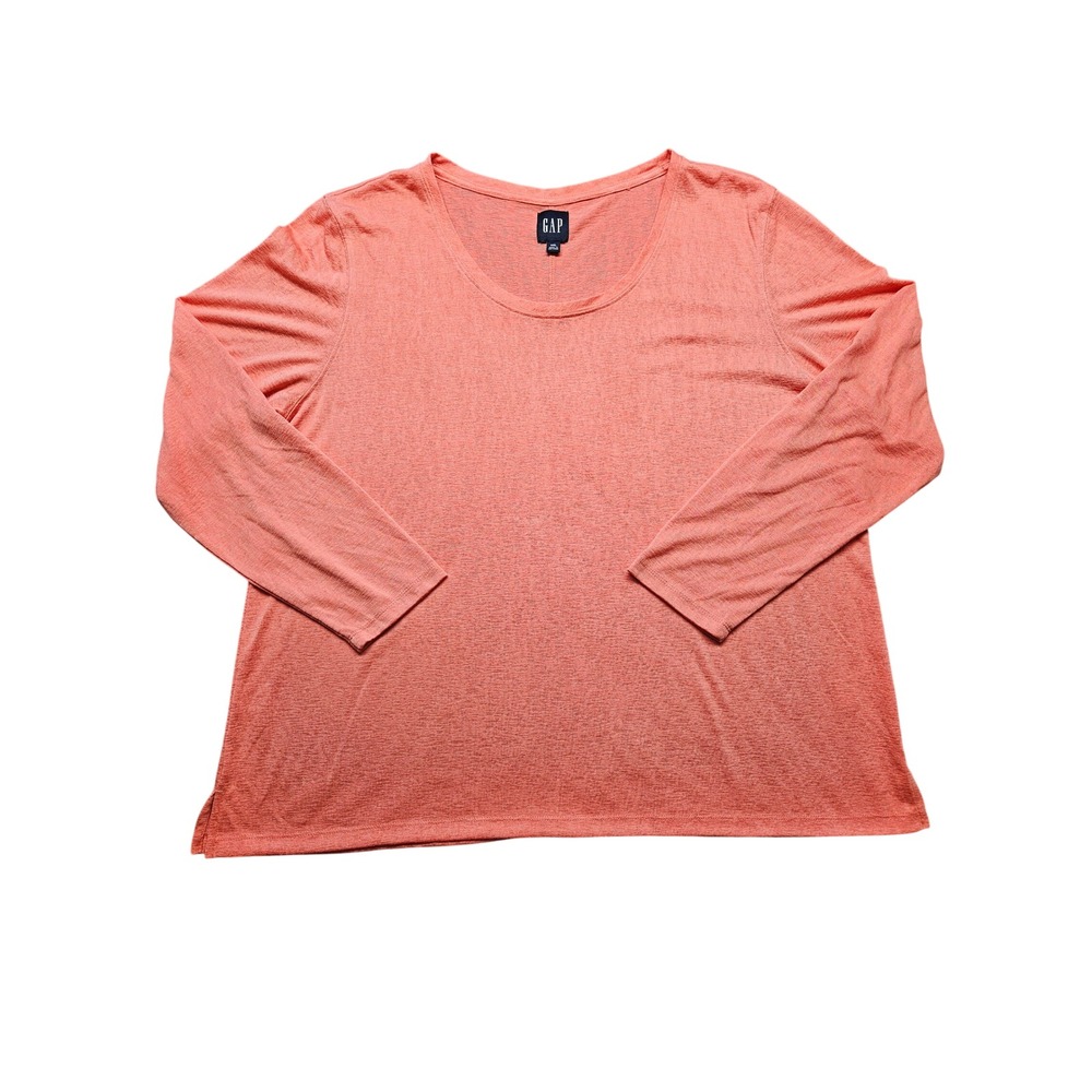 Gap Womens XXL Plus Coral Orange Modal Blend Scoop Neck Long Sleeve Top Shirt